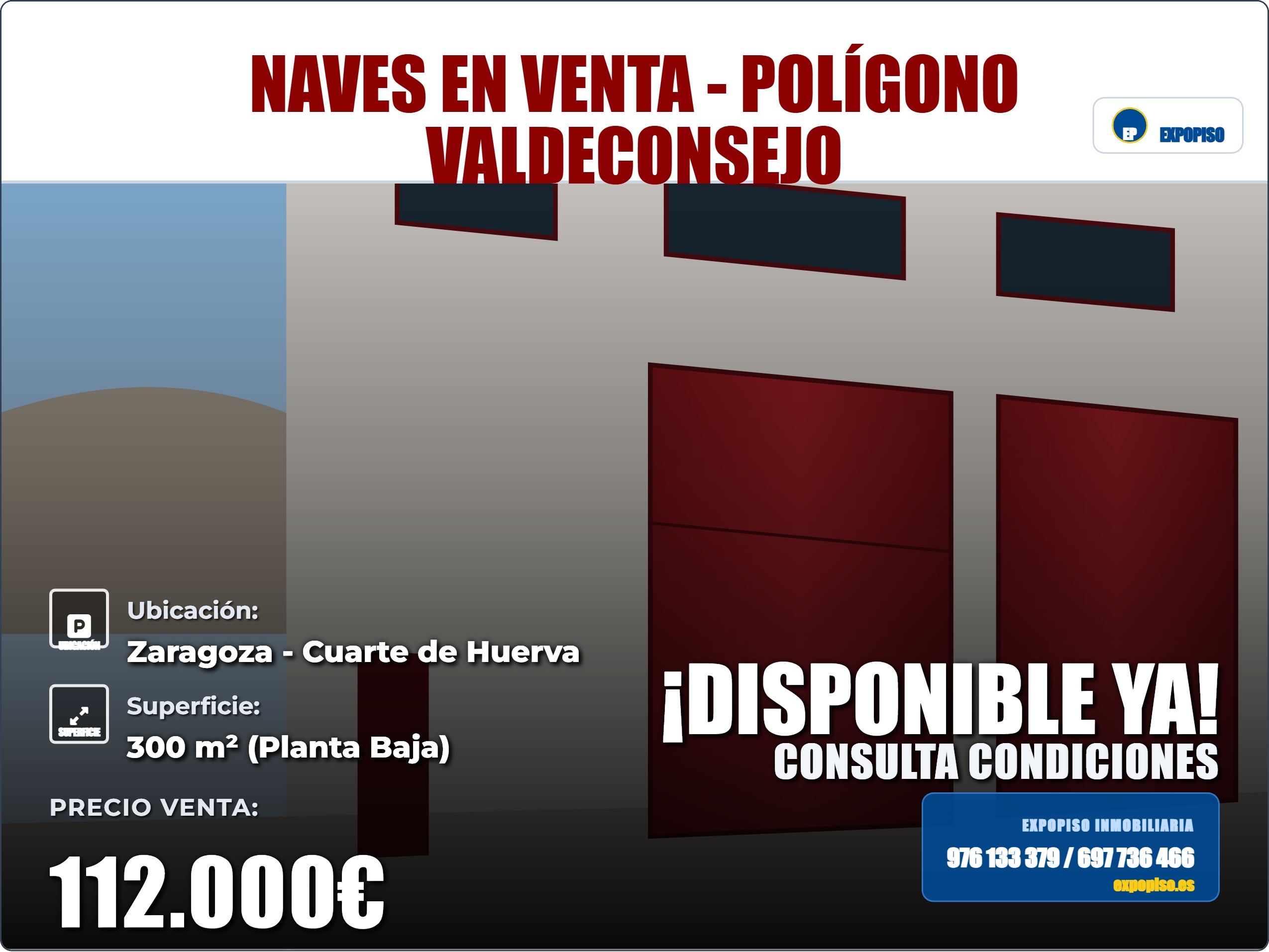 Nave industrial situada en el polígono de valdeconsejo de Cuarte de Huerva.